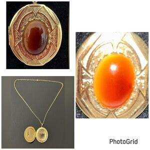 Carnelian Golden Oval Photo Locket Orange Fire
Red stunning Pendant Necklace